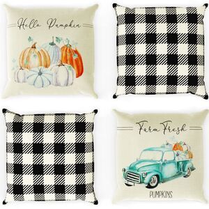 Fall Seasonal Pillow Covers 18 x 18 set of 4